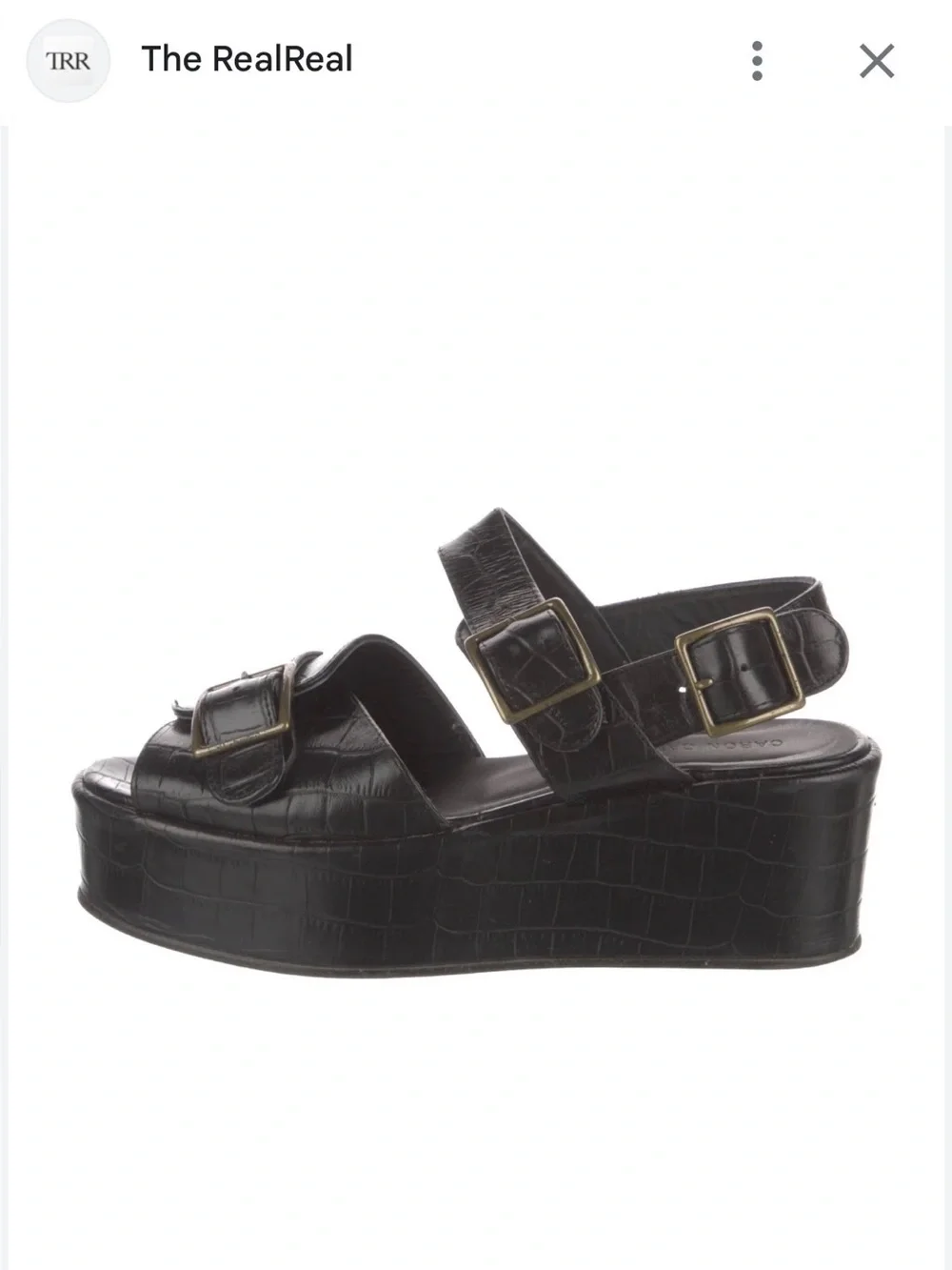 Caron Callahan Margaret Platform Sandal Faux Crocodile Buckle Straps Black Sz 9